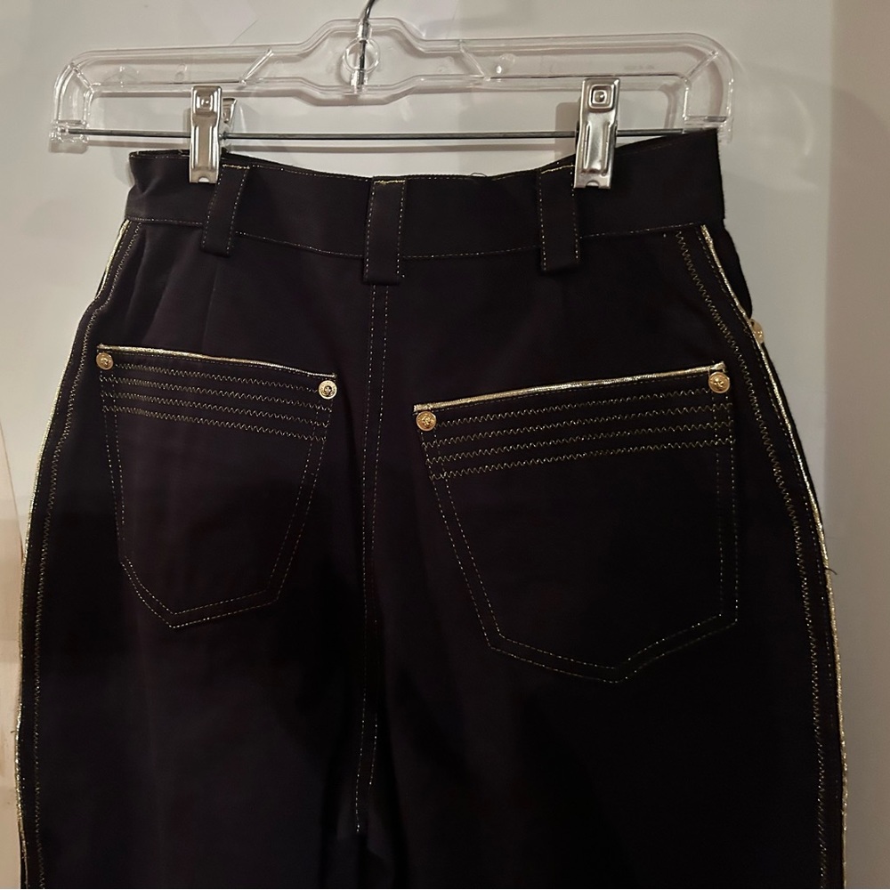 New Versus Versace Black Stretch Jeans Gold Piping size 28/42 Small made Italy - Picture 13 of 16
